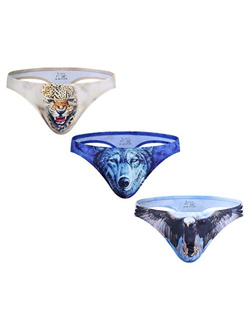 ARCITON Men's Low Rise Bulge Thong Sexy Animal Print T-Back Mens Underwear