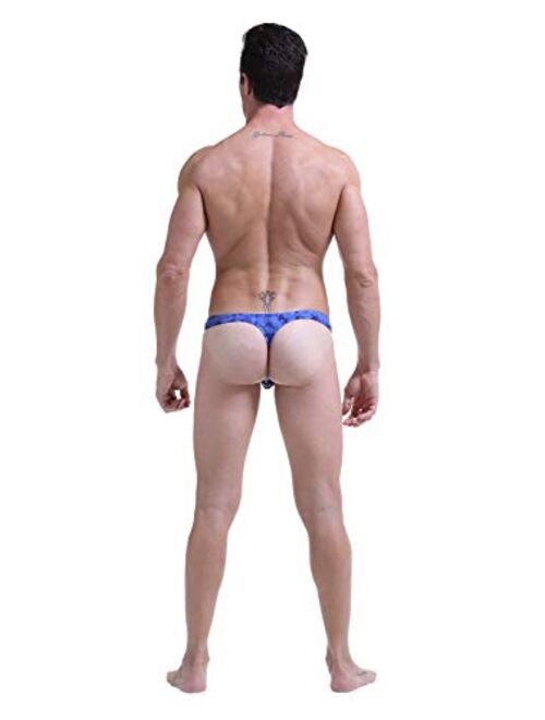 ARCITON Men's Low Rise Bulge Thong Sexy Animal Print T-Back Mens Underwear