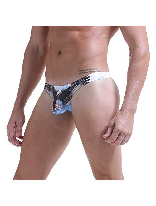 ARCITON Men's Low Rise Bulge Thong Sexy Animal Print T-Back Mens Underwear