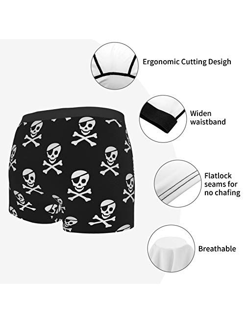 Antkondnm Pirate Skulls Funny Boxer Briefs Print Underwear for Men Custom