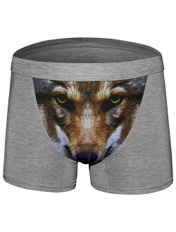 Sandbank Men's Sexy Funny 3D Wolf Print Boxer Briefs Underwear Shorts Trunks