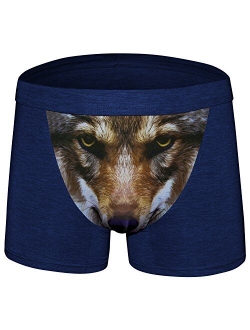 Sandbank Men's Sexy Funny 3D Wolf Print Boxer Briefs Underwear Shorts Trunks