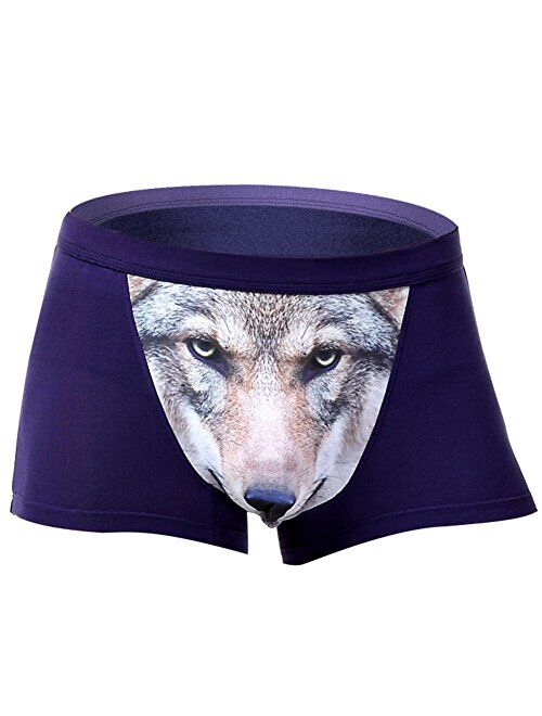 Sandbank Men's Sexy Funny 3D Wolf Print Boxer Briefs Underwear Shorts Trunks