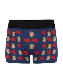 Custom Your Face on Men's Boxer Briefs Underwear Valentine's Day Red Love Hearts Black