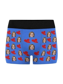 Custom Your Face on Men's Boxer Briefs Underwear Valentine's Day Red Love Hearts Black