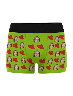 Custom Your Face on Men's Boxer Briefs Underwear Valentine's Day Red Love Hearts Black