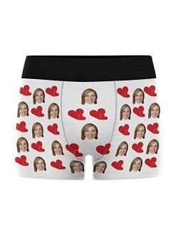 Custom Your Face on Men's Boxer Briefs Underwear Valentine's Day Red Love Hearts Black