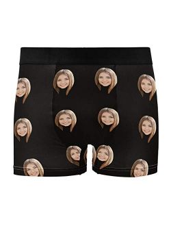 Custom Men's Print Boxer Briefs with Photo Face,Personalized Underwear for Men Women, Great Gift