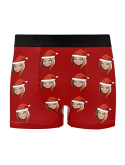 Custom Men's Print Boxer Briefs with Photo Face,Personalized Underwear for Men Women, Great Gift