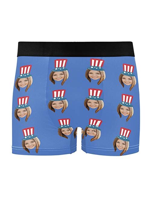 Custom Men's Print Boxer Briefs with Photo Face,Personalized Underwear for Men Women, Great Gift