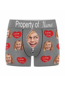 Custom Face Boxer for Men Property of Love Personalized Photo Text Underwear XS-5XL