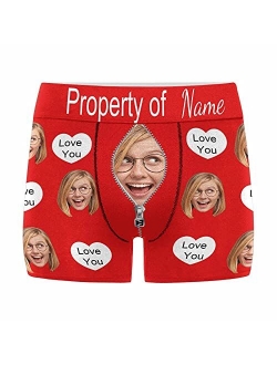 Custom Face Boxer for Men Property of Love Personalized Photo Text Underwear XS-5XL