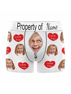 Custom Face Boxer for Men Property of Love Personalized Photo Text Underwear XS-5XL