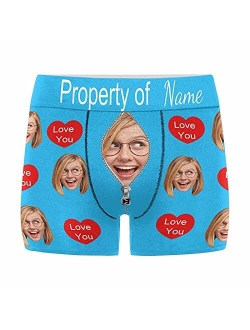 Custom Face Boxer for Men Property of Love Personalized Photo Text Underwear XS-5XL