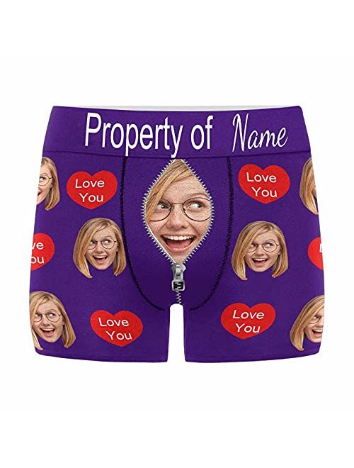 Custom Face Boxer for Men Property of Love Personalized Photo Text Underwear XS-5XL