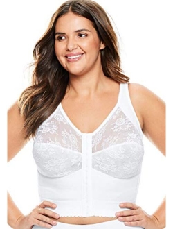 Comfort Choice Women's Plus Size Front-Close Longline Wireless Posture Bra