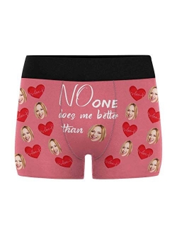 Customized Face Men's Boxer Briefs Underwear Shorts Underpants with Photo Red Lips Love Hearts