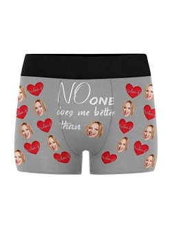 Customized Face Men's Boxer Briefs Underwear Shorts Underpants with Photo Red Lips Love Hearts