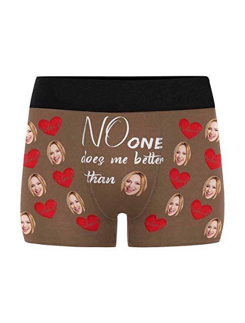 Customized Face Men's Boxer Briefs Underwear Shorts Underpants with Photo Red Lips Love Hearts