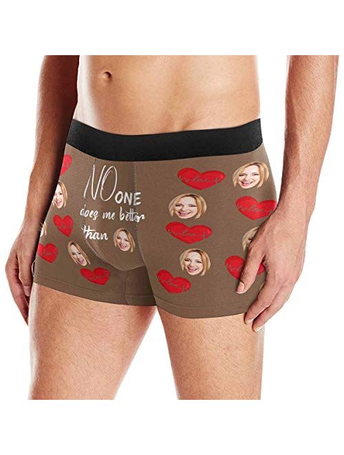 Customized Face Men's Boxer Briefs Underwear Shorts Underpants with Photo Red Lips Love Hearts