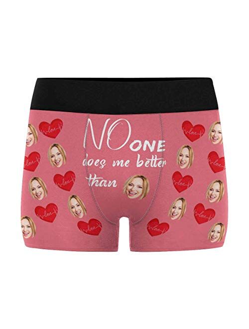 Customized Face Men's Boxer Briefs Underwear Shorts Underpants with Photo Red Lips Love Hearts