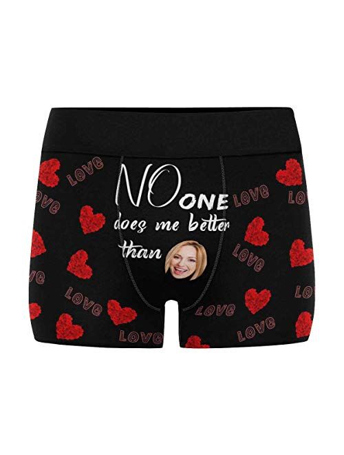 Customized Face Men's Boxer Briefs Underwear Shorts Underpants with Photo Red Lips Love Hearts