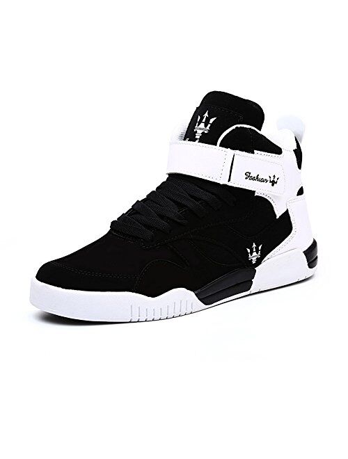 FZUU Men's Fashion High Top Leather Street Sneakers Sports Casual Shoes