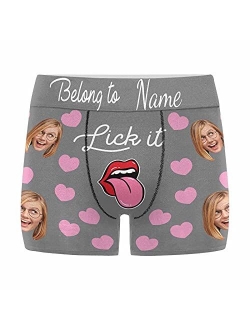 Custom Face Boxer for Men This Belongs to Zipper Photo Text Men's Underwear XS-5XL