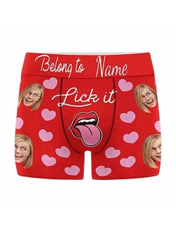 Custom Face Boxer for Men This Belongs to Zipper Photo Text Men's Underwear XS-5XL