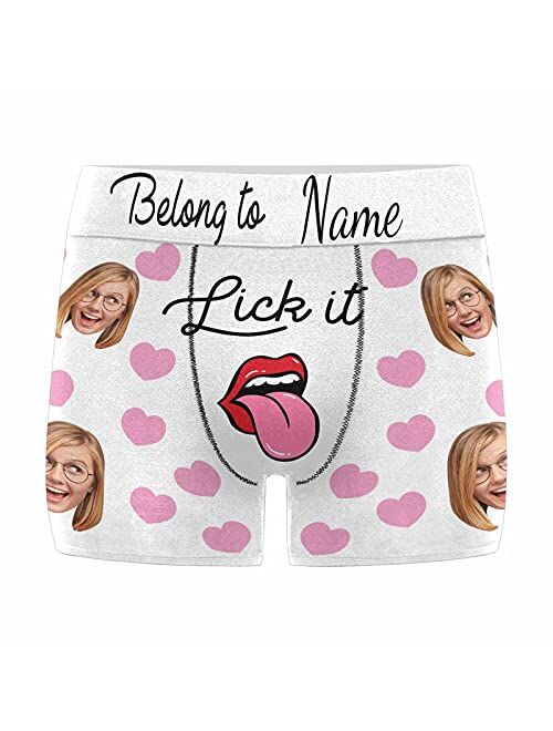 Custom Face Boxer for Men This Belongs to Zipper Photo Text Men's Underwear XS-5XL