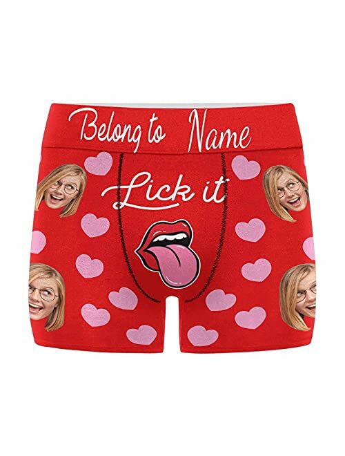 Custom Face Boxer for Men This Belongs to Zipper Photo Text Men's Underwear XS-5XL