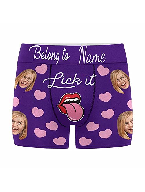 Custom Face Boxer for Men This Belongs to Zipper Photo Text Men's Underwear XS-5XL