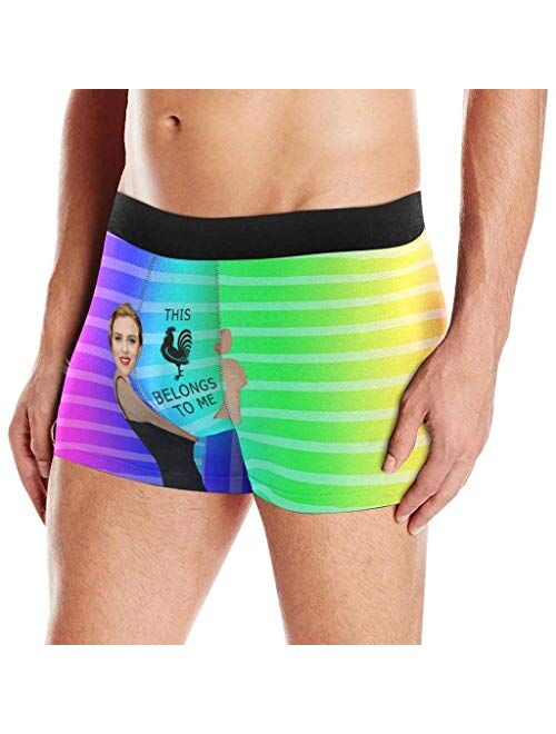 Custom Men Boxers Funny Face Novelty Couples Underwear Girlfriend or Wife Hug Print Briefs Panties Photo for Men(S-XXL)