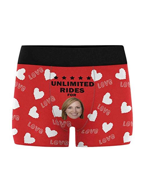 Custom Men's Boxer Briefs Printed with Funny Photo Face Unlimited Rides for Her