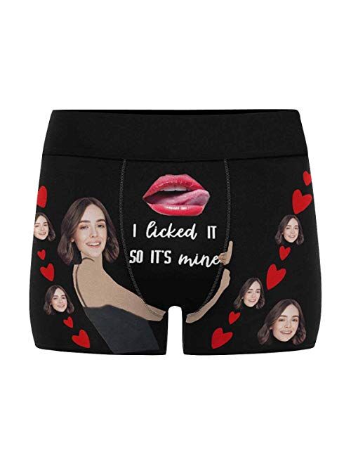 Custom Men's Boxer Briefs Printed with Funny Photo Face Unlimited Rides for Her