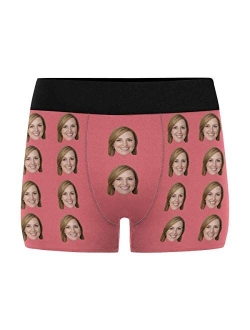 Custom Men's Boxer Briefs with Funny Photo Face, Personalized Underwear Wife's Face