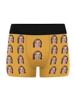 Custom Men's Boxer Briefs with Funny Photo Face, Personalized Underwear Wife's Face