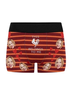 Custom Men's Boxer Briefs with Funny Photo Face, Personalized Underwear Wife's Face