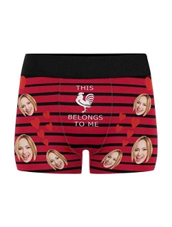 Custom Men's Boxer Briefs with Funny Photo Face, Personalized Underwear Wife's Face