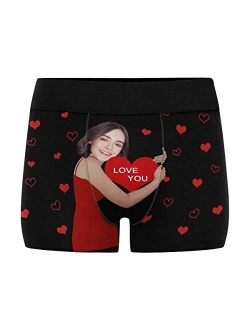 Custom Men's Boxer Briefs with Funny Photo Face, Personalized Underwear Wife's Face