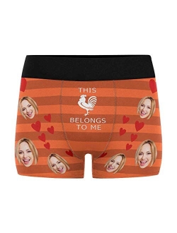 Custom Men's Boxer Briefs with Funny Photo Face, Personalized Underwear Wife's Face