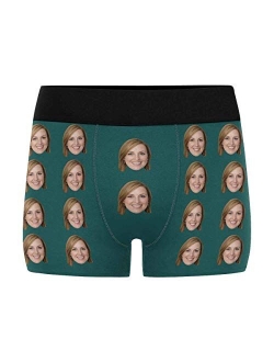 Custom Men's Boxer Briefs with Funny Photo Face, Personalized Underwear Wife's Face