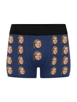 Custom Men's Boxer Briefs with Funny Photo Face, Personalized Underwear Wife's Face