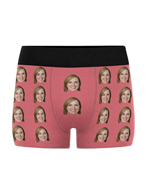 Custom Men's Boxer Briefs with Funny Photo Face, Personalized Underwear Wife's Face