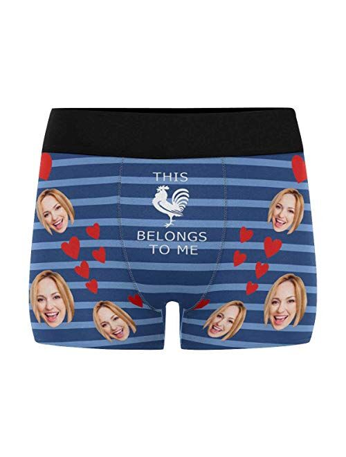 Custom Men's Boxer Briefs with Funny Photo Face, Personalized Underwear Wife's Face