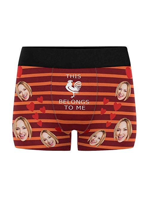 Custom Men's Boxer Briefs with Funny Photo Face, Personalized Underwear Wife's Face