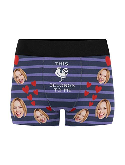 Custom Men's Boxer Briefs with Funny Photo Face, Personalized Underwear Wife's Face