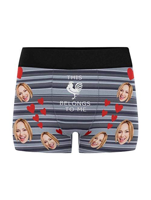 Custom Men's Boxer Briefs with Funny Photo Face, Personalized Underwear Wife's Face