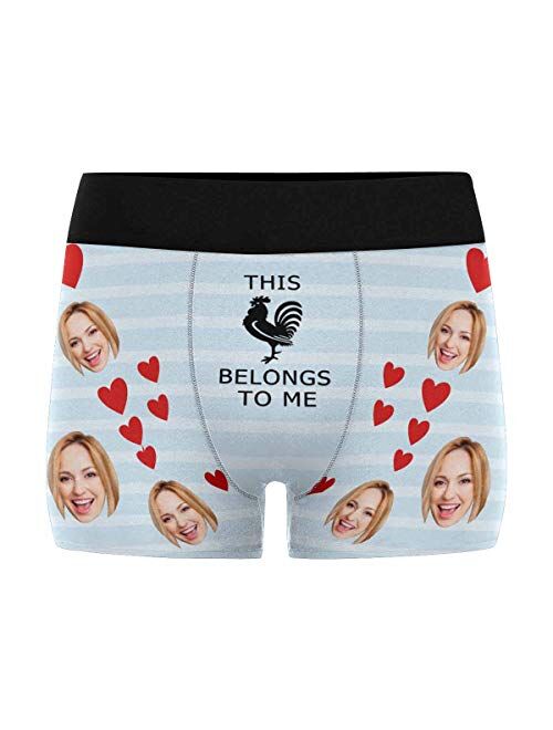 Custom Men's Boxer Briefs with Funny Photo Face, Personalized Underwear Wife's Face