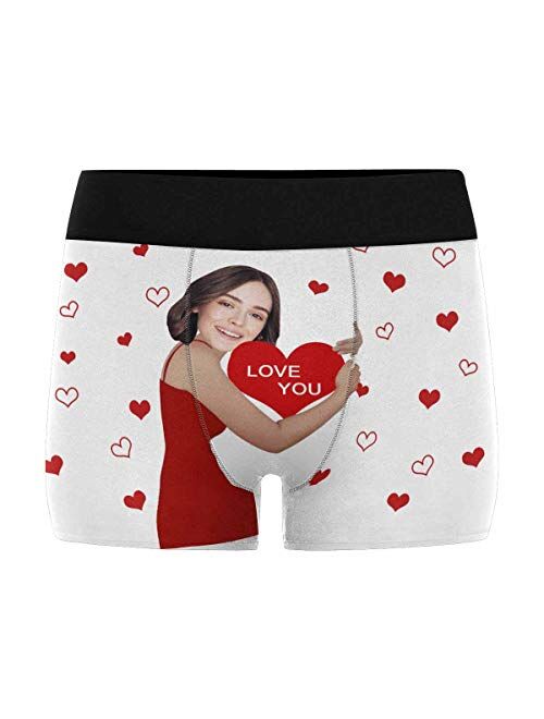 Custom Men's Boxer Briefs with Funny Photo Face, Personalized Underwear Wife's Face